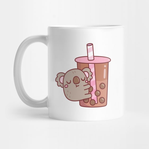 Cute Chubby Koala Hugging Bubble Tea Cup by rustydoodle